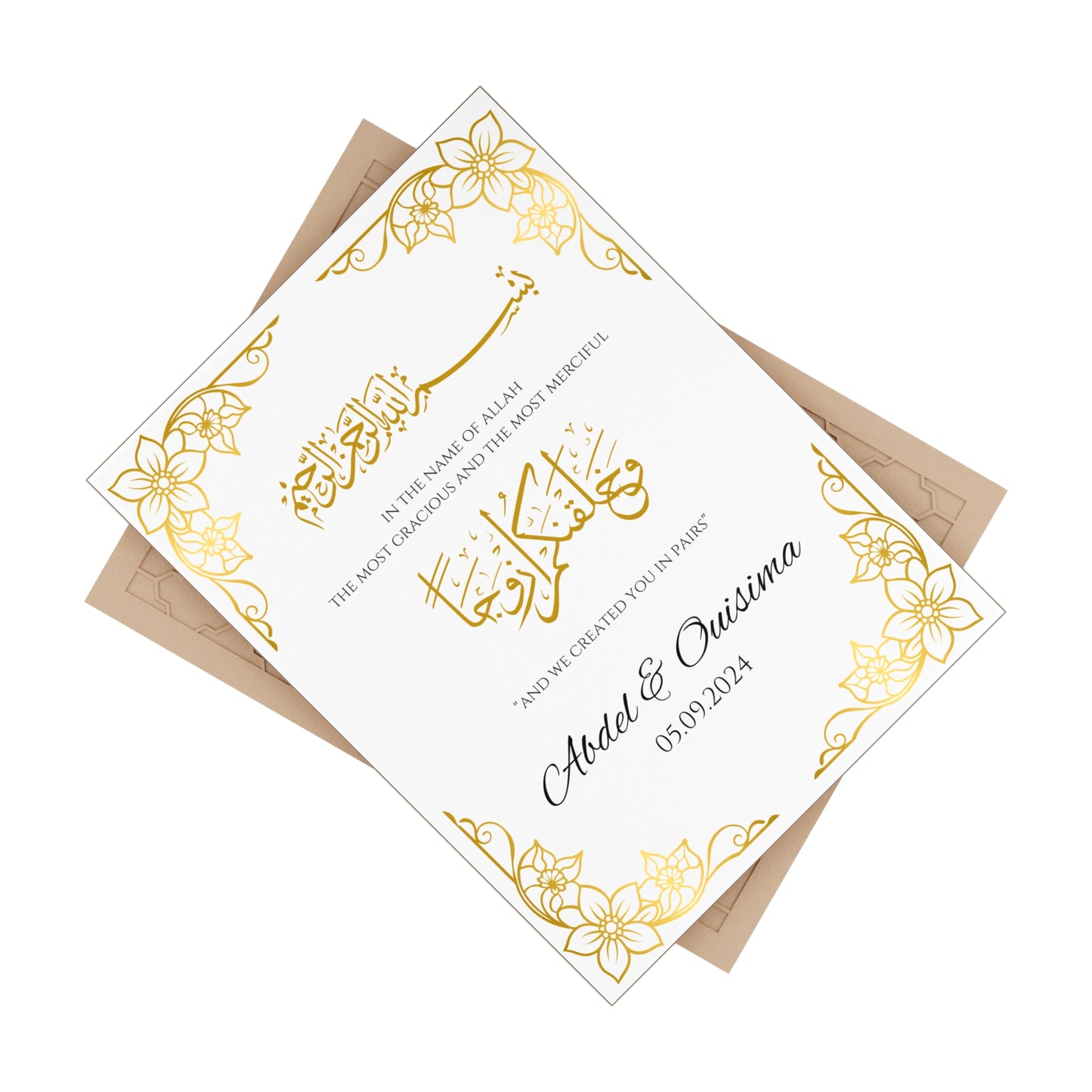 Personalized Gold Nikah Tile with Bismillah & Names – Islamic Wedding Keepsake