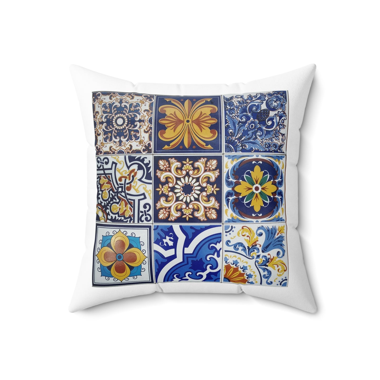 Islamic Mosaic Tile Throw Pillow – Colorful Pattern with White Back