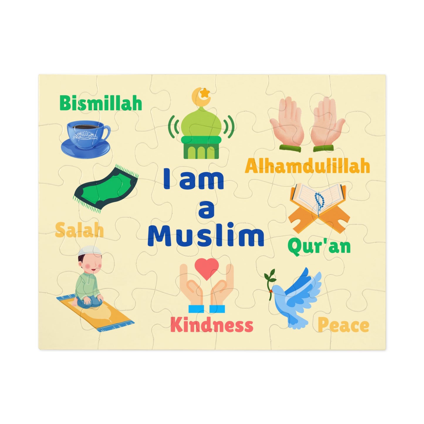 Islamic Educational Puzzle Set for Muslim Kids – 6 Puzzles on Deen, Prophets, Prayer, Daily Life & Values (30–2000 pcs)