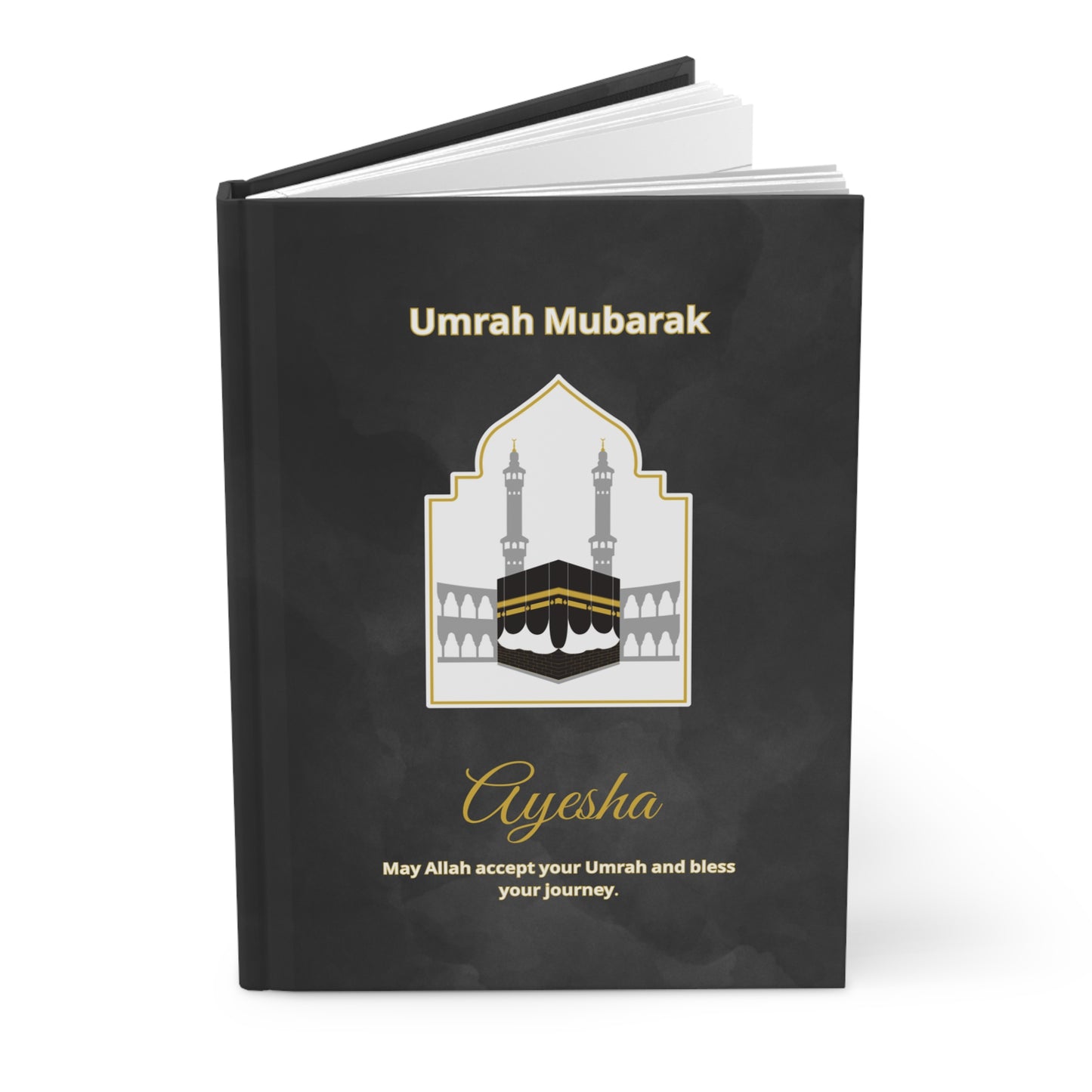 Personalized Umrah Notebook – Matte Hardcover Islamic Journal with Dua & Kaaba Design