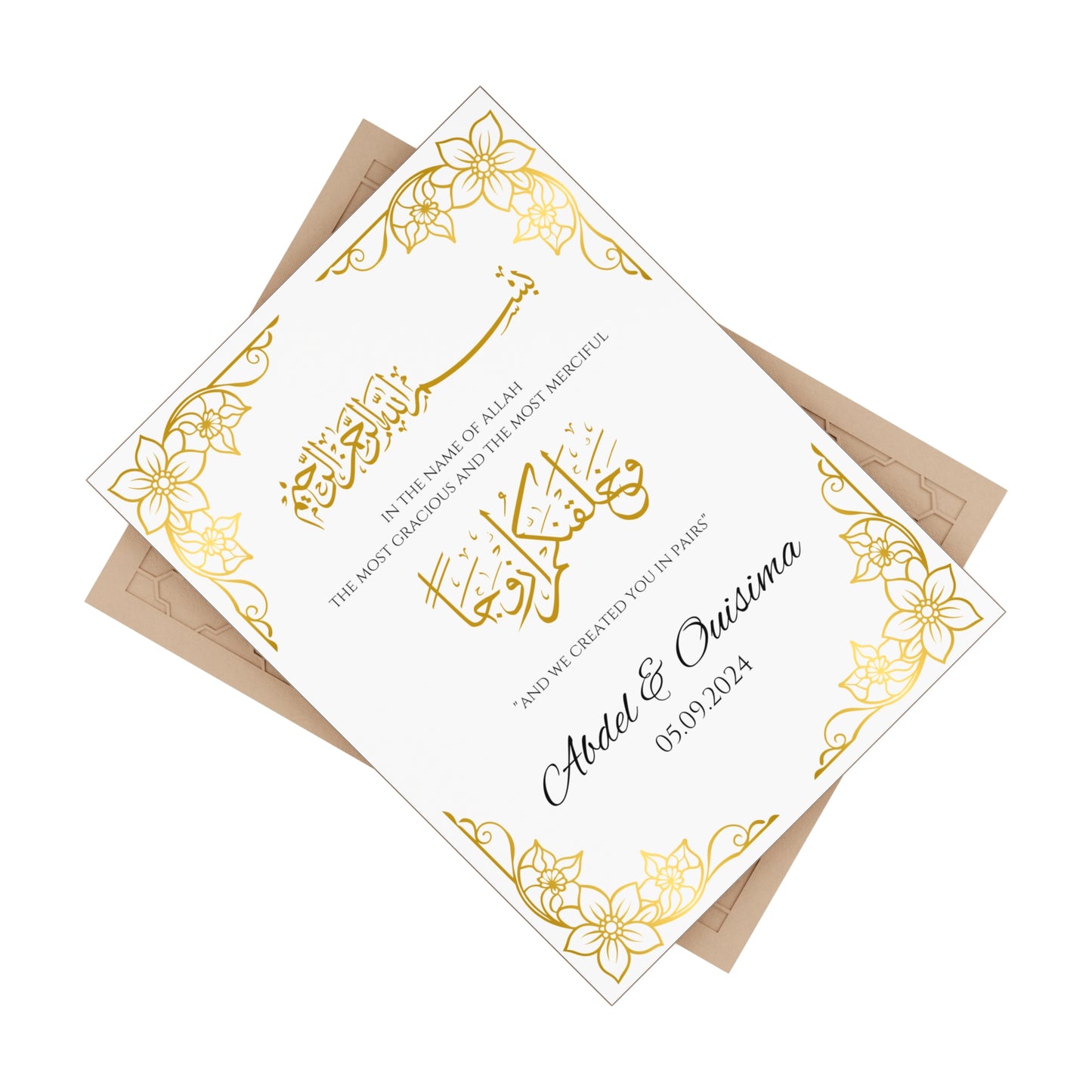 Personalized Gold Nikah Tile with Bismillah & Names – Islamic Wedding Keepsake