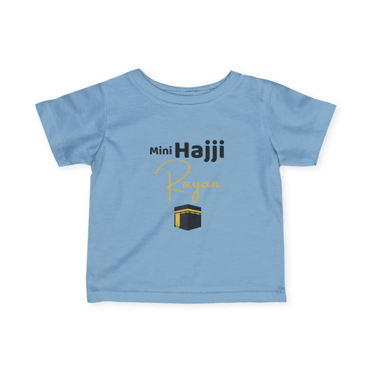 Mini Hajji Personalized Baby T-Shirt – Kaaba Design (White, Pink, Blue)