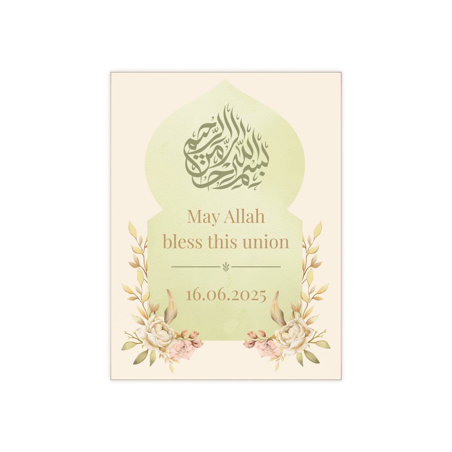 Blessed Union Islamic Tile – Personalized Nikah Gift with Date Only