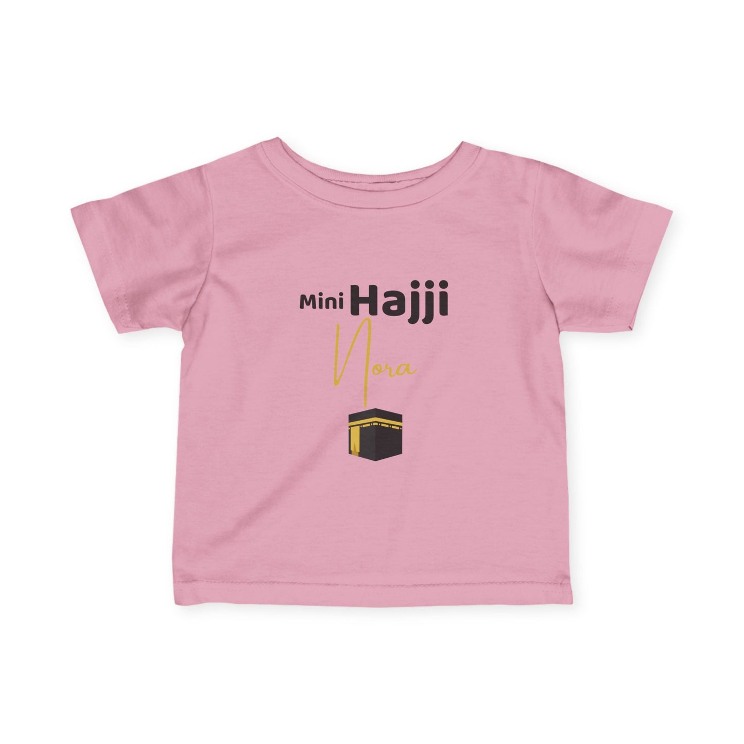 Mini Hajji Personalized Baby T-Shirt – Kaaba Design (White, Pink, Blue)