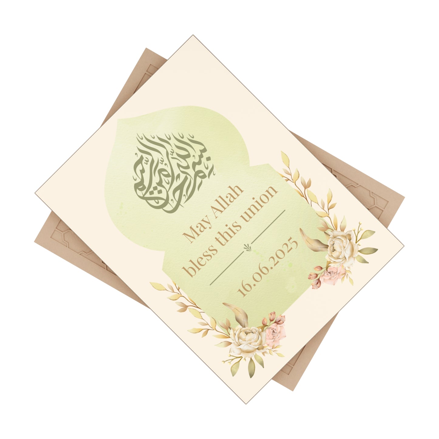 Blessed Union Islamic Tile – Personalized Nikah Gift with Date Only