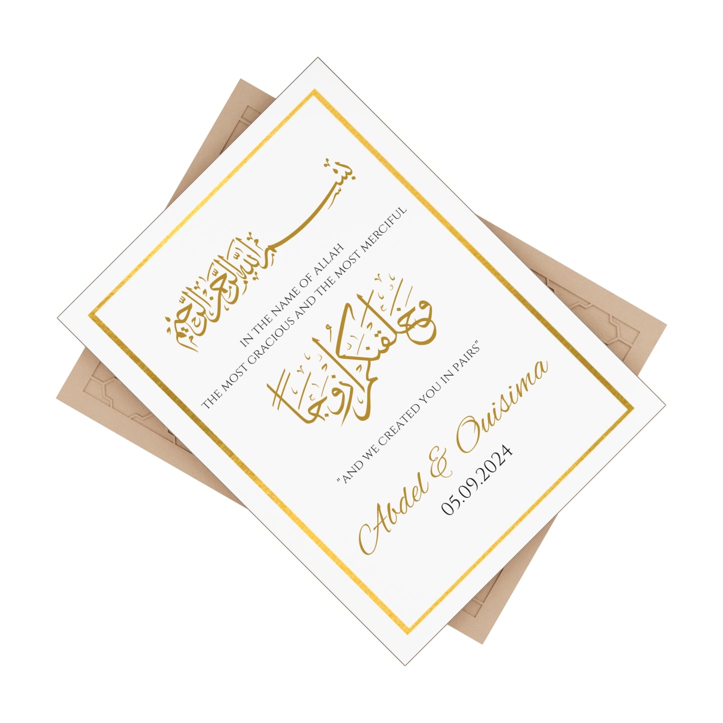 Personalized Gold Nikah Tile – Islamic Wedding Keepsake Gift for Muslim Couples