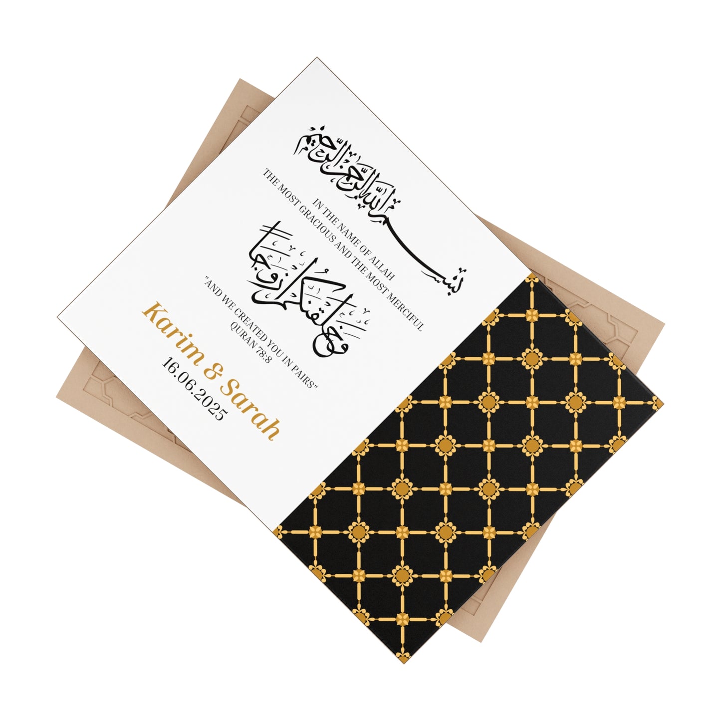 Personalized Islamic Wedding Tile – Black & Gold Nikah Gift