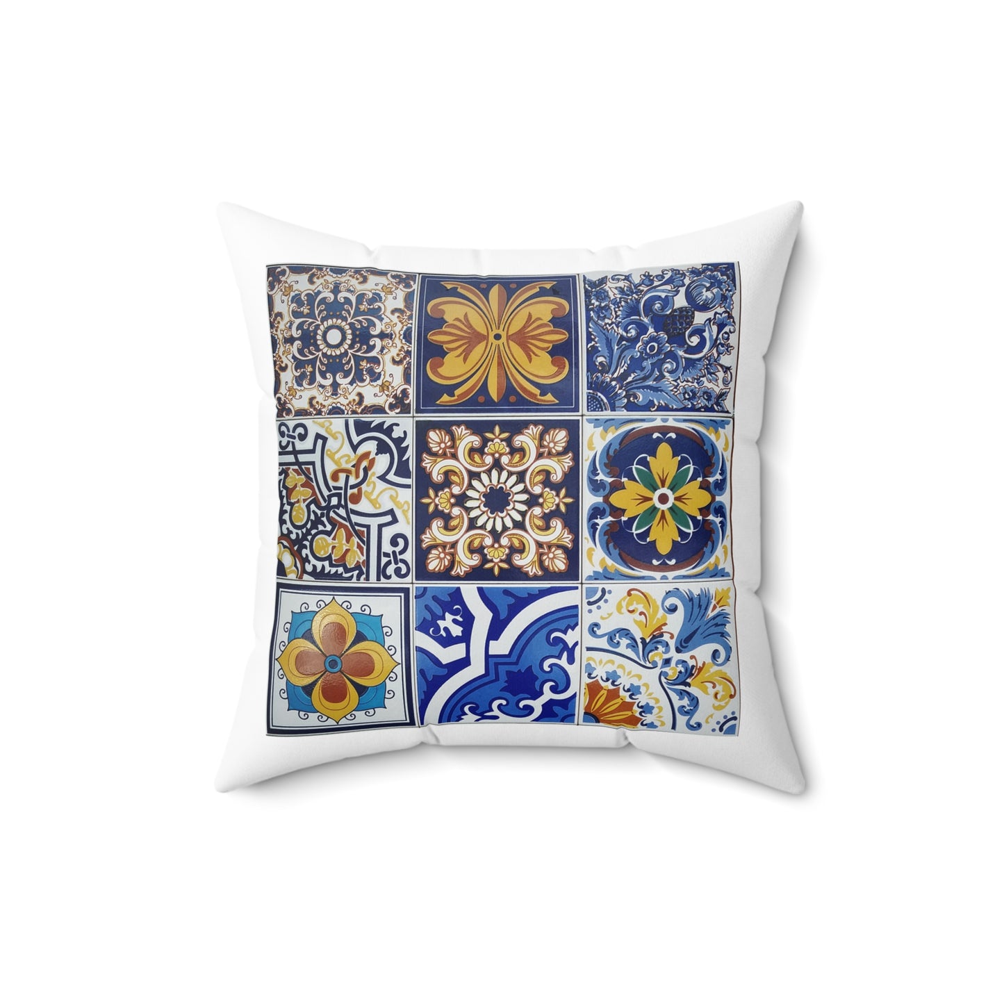 Islamic Mosaic Tile Throw Pillow – Colorful Pattern with White Back