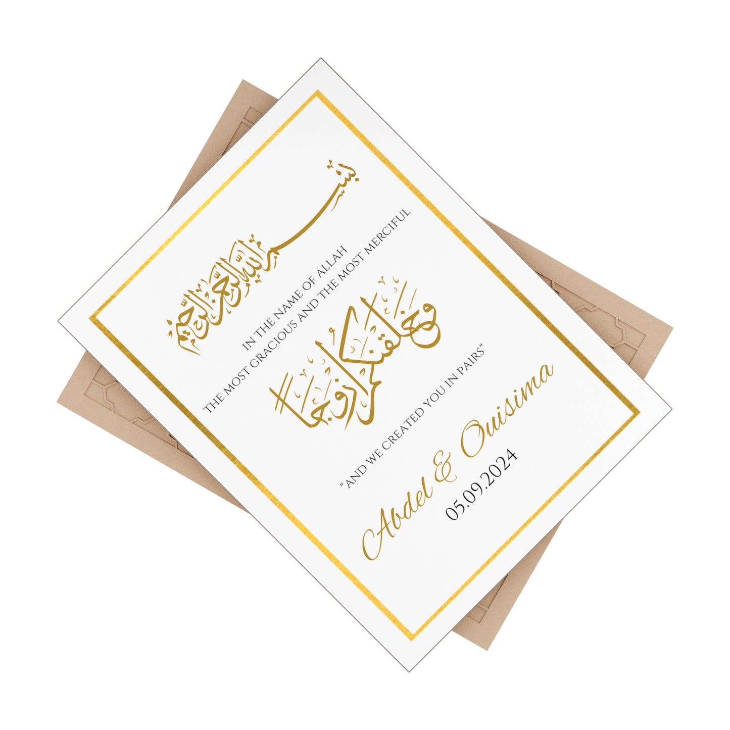 Personalized Gold Nikah Tile – Islamic Wedding Keepsake Gift for Muslim Couples