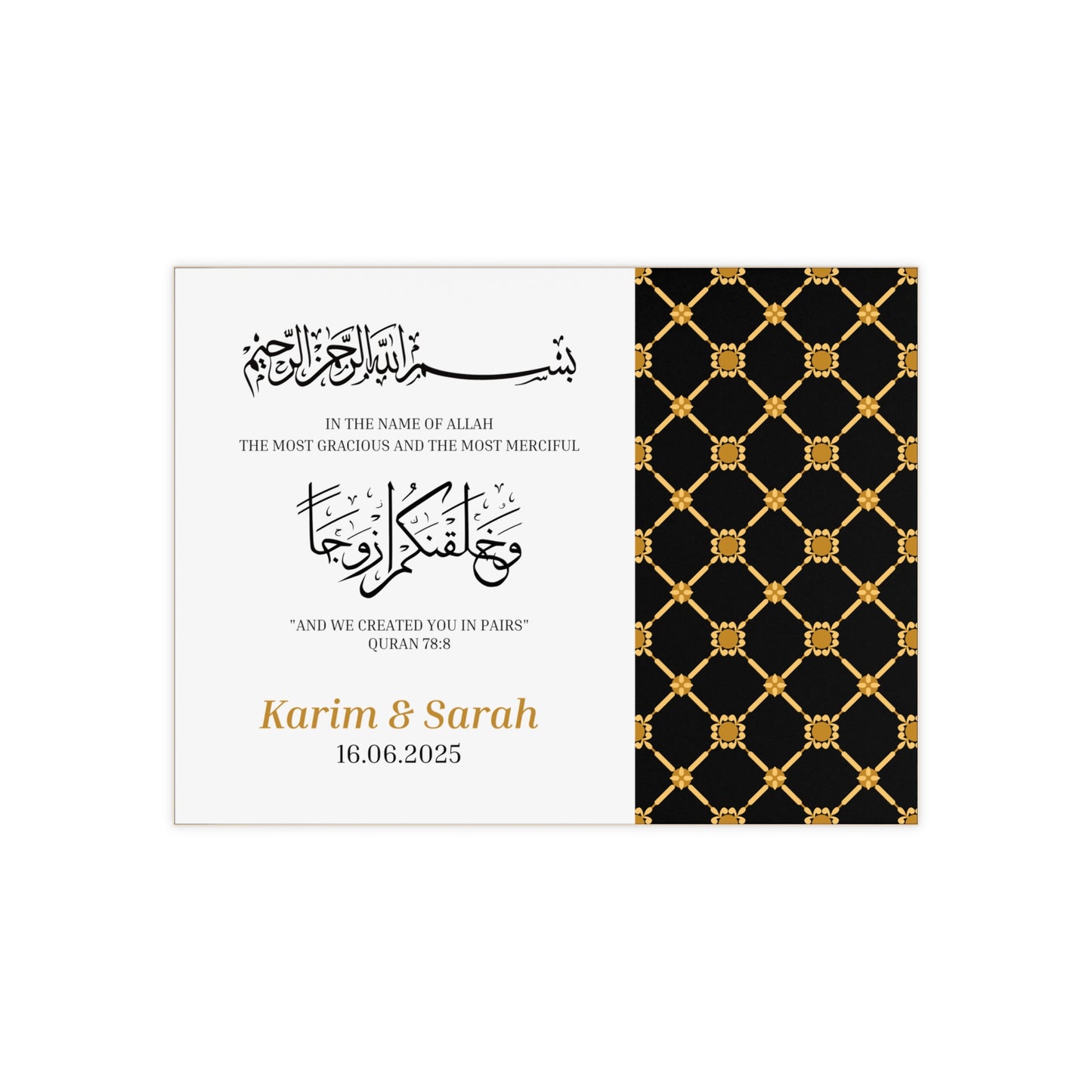Personalized Islamic Wedding Tile – Black & Gold Nikah Gift
