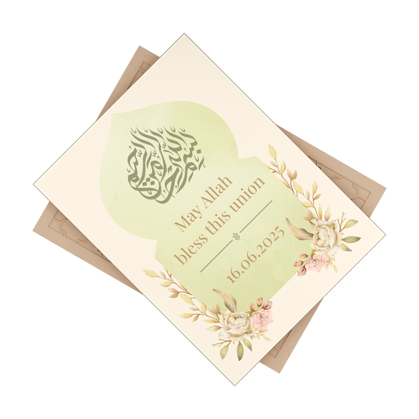 Blessed Union Islamic Tile – Personalized Nikah Gift with Date Only