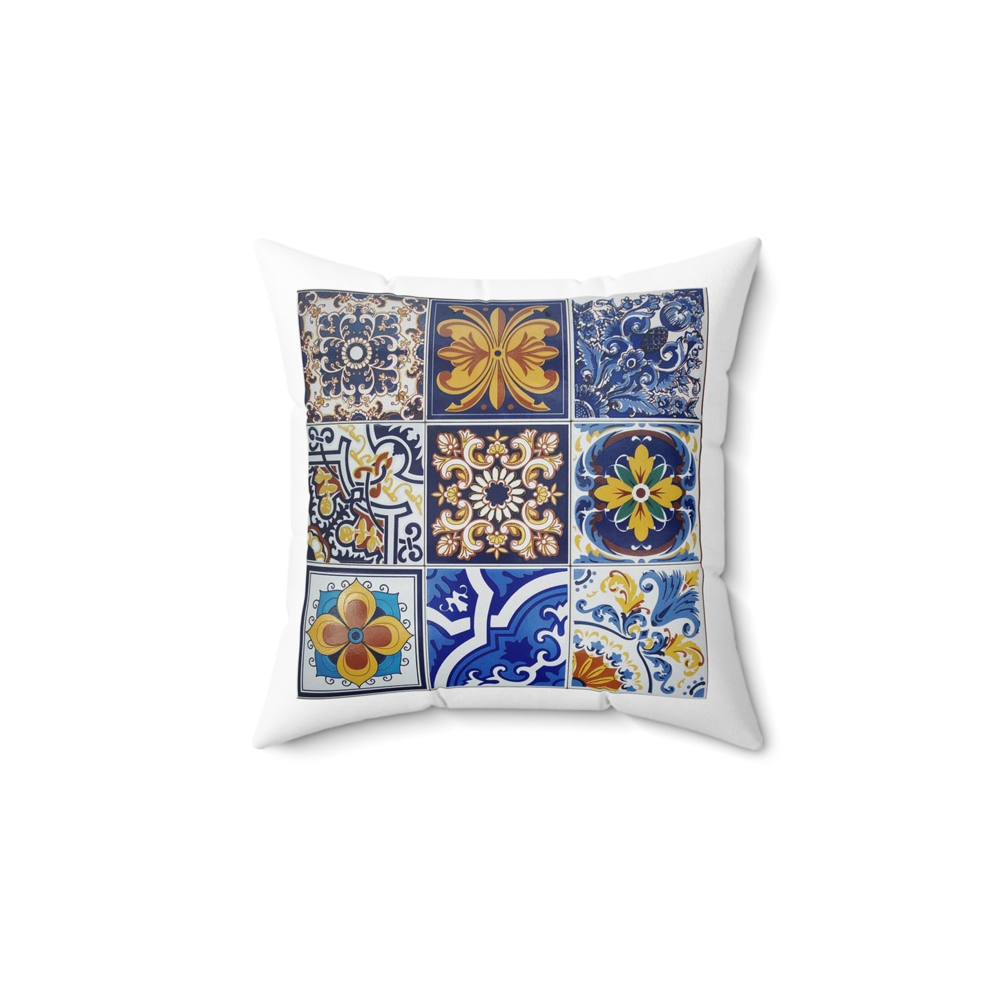 Islamic Mosaic Tile Throw Pillow – Colorful Pattern with White Back