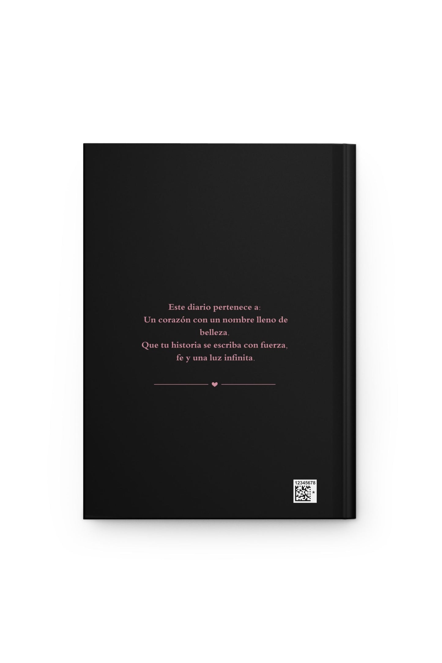 Custom Arabic journal back cover - matte laminated hardcover with rose taupe design and name meaning