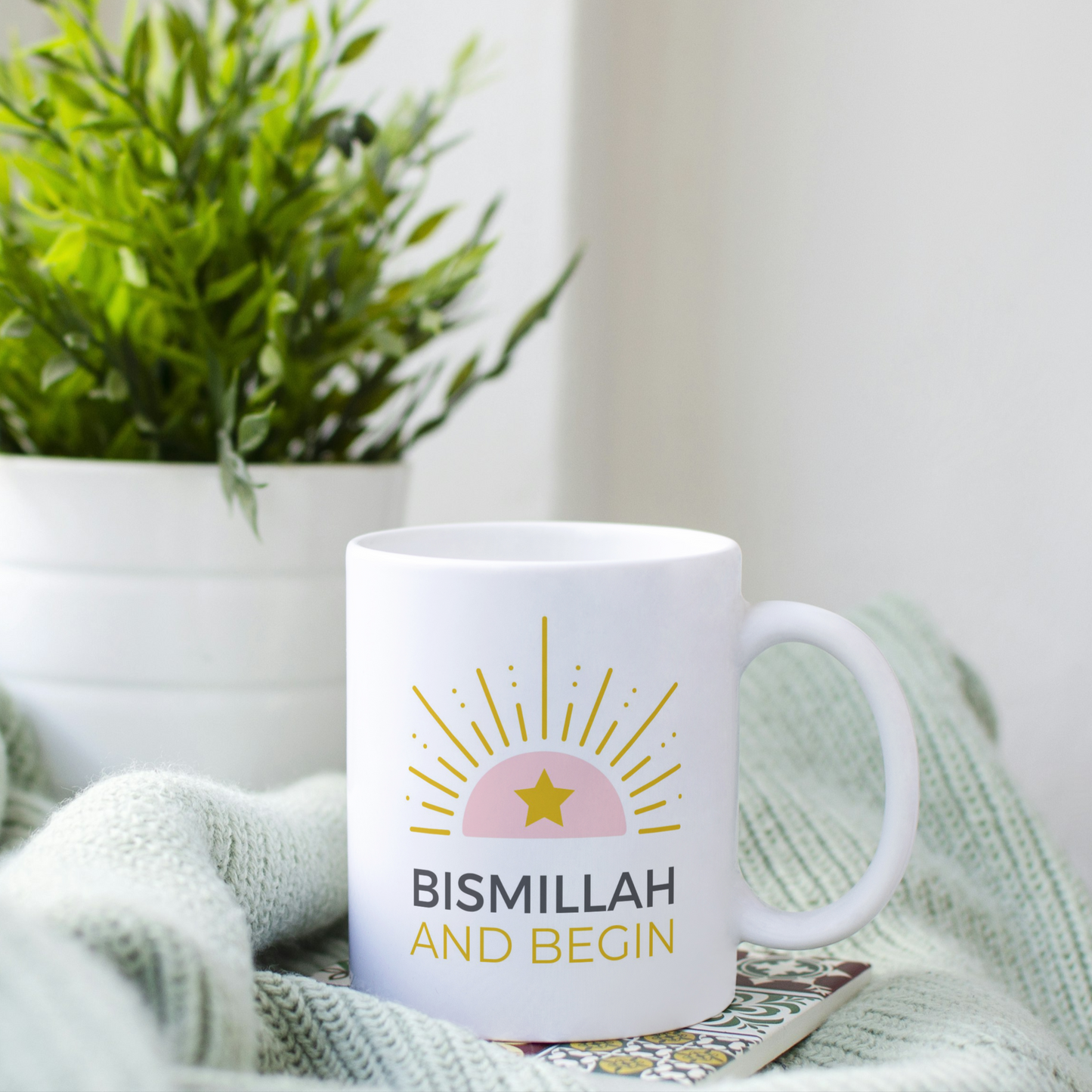Bismillah and Begin Mug – Inspirational Islamic Gift for Daily Motivation