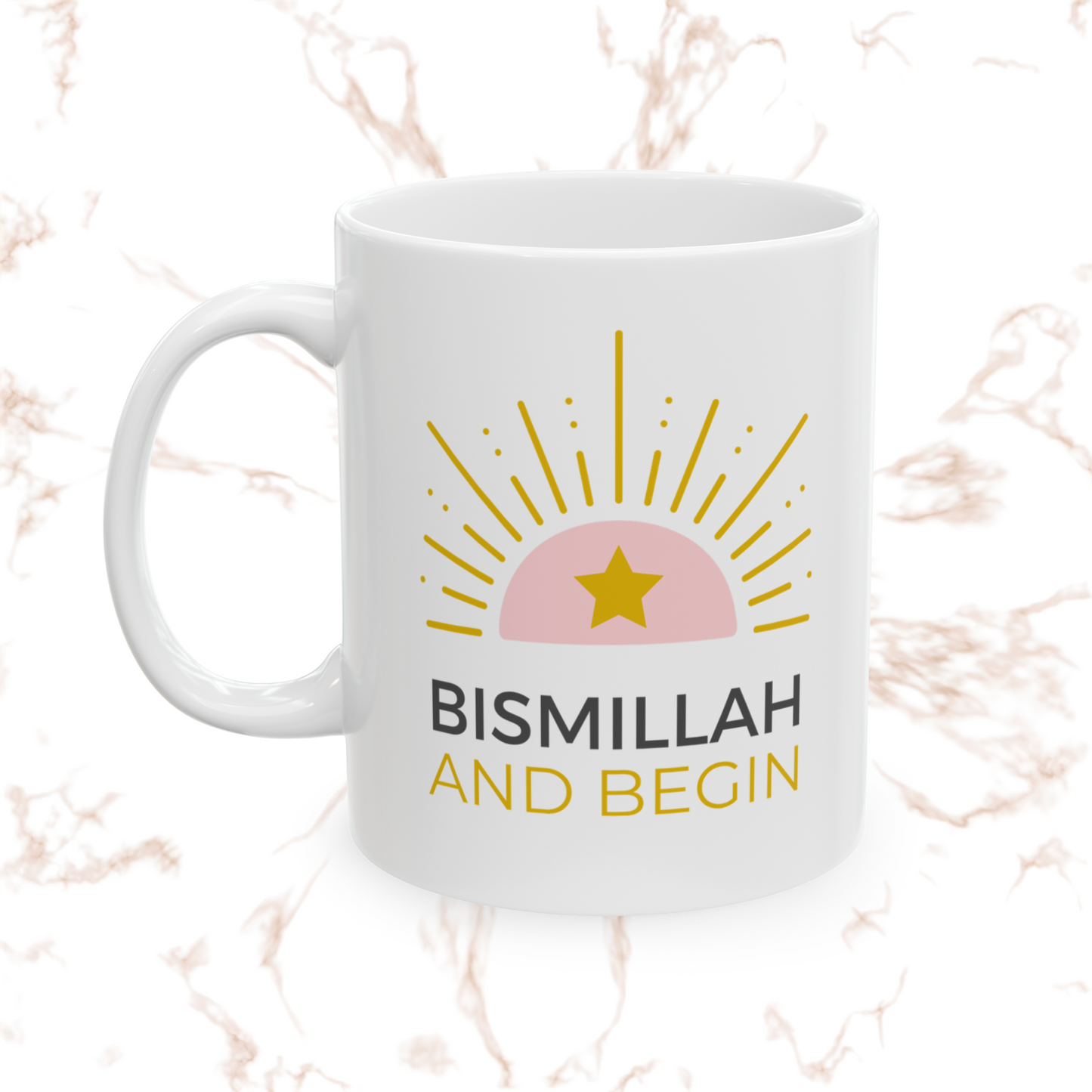 Bismillah and Begin Mug – Inspirational Islamic Gift for Daily Motivation