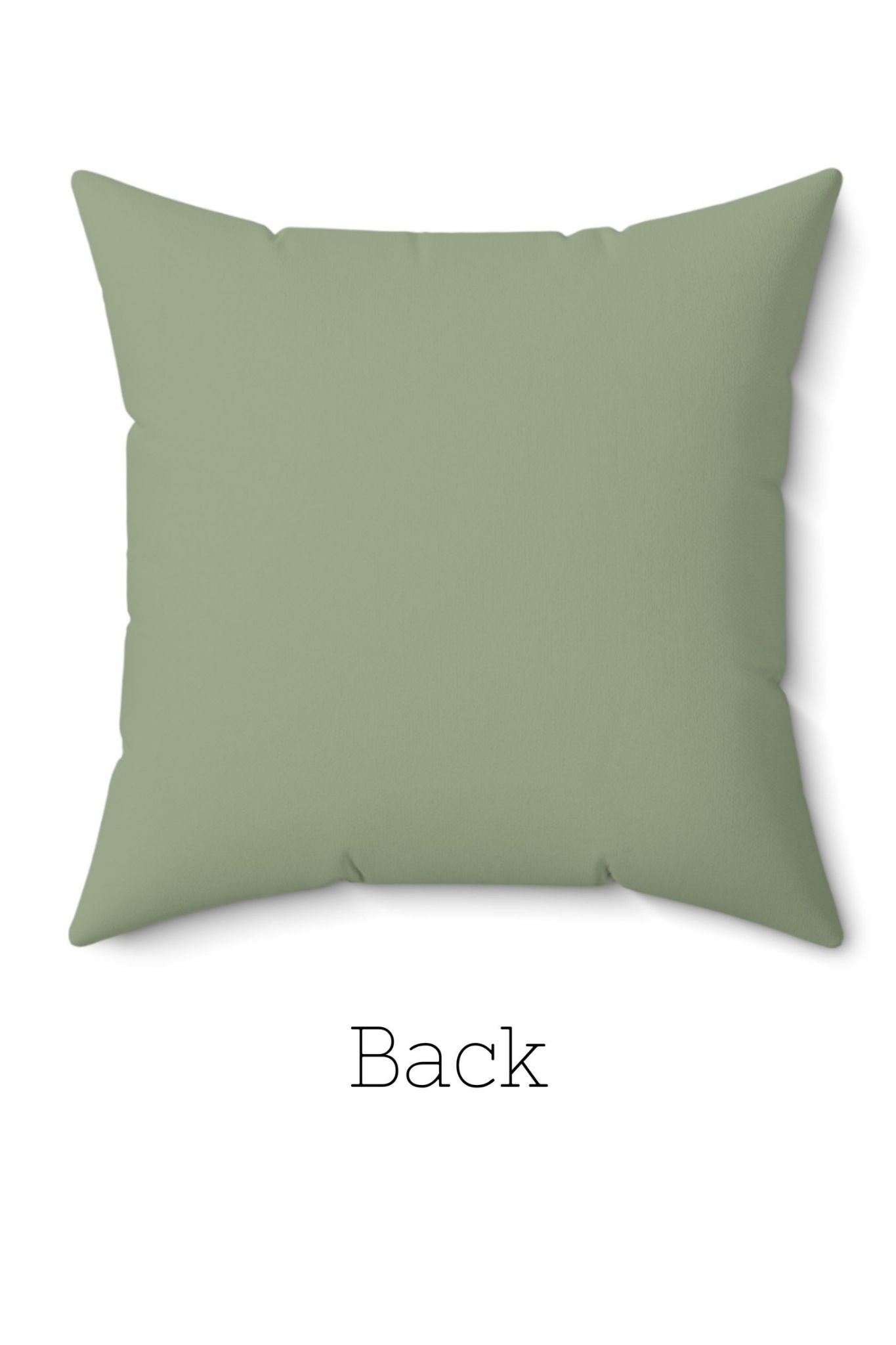 Sage green personalized cushion back solid color faux suede pillow with concealed zipper