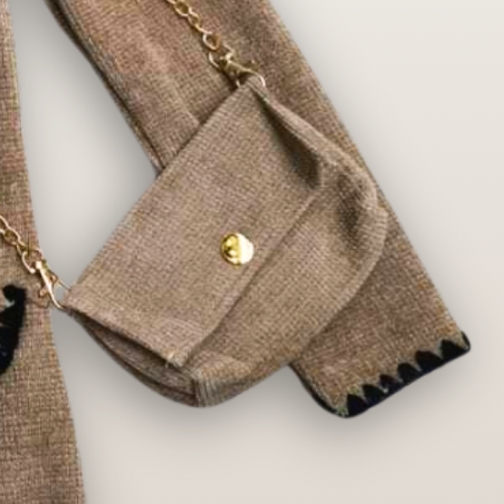 Zahra classic dress in taupe for girls - A-line dress with coordinating bag