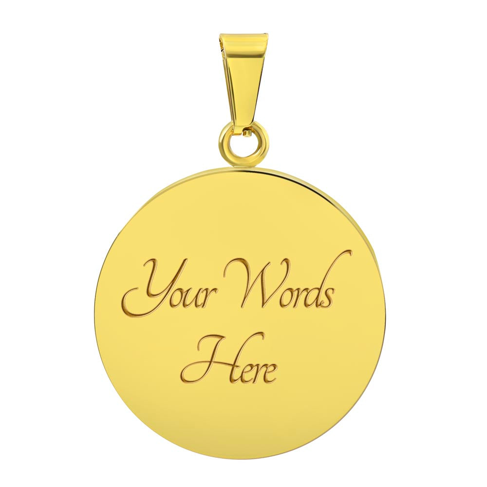 Custom Arabic Name Necklace – Round Gold Pendant - White
