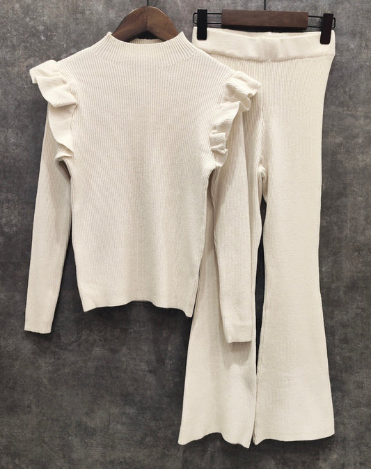 Rib Ruffle Set – Cream