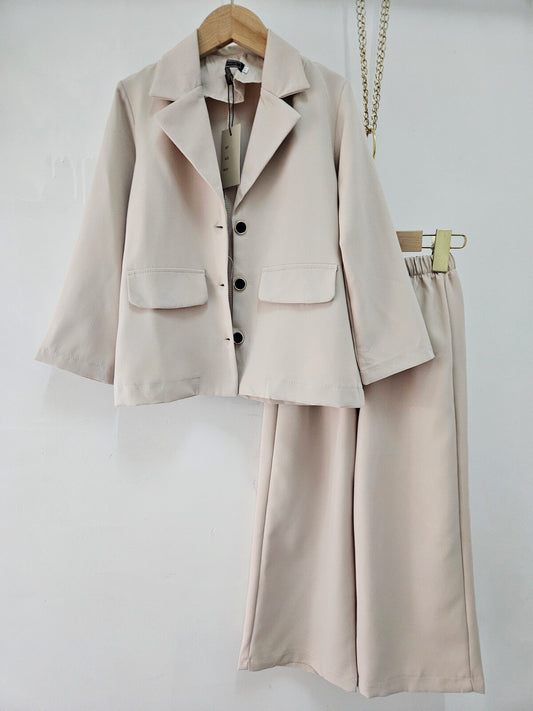Girls Blazer Set – Beige