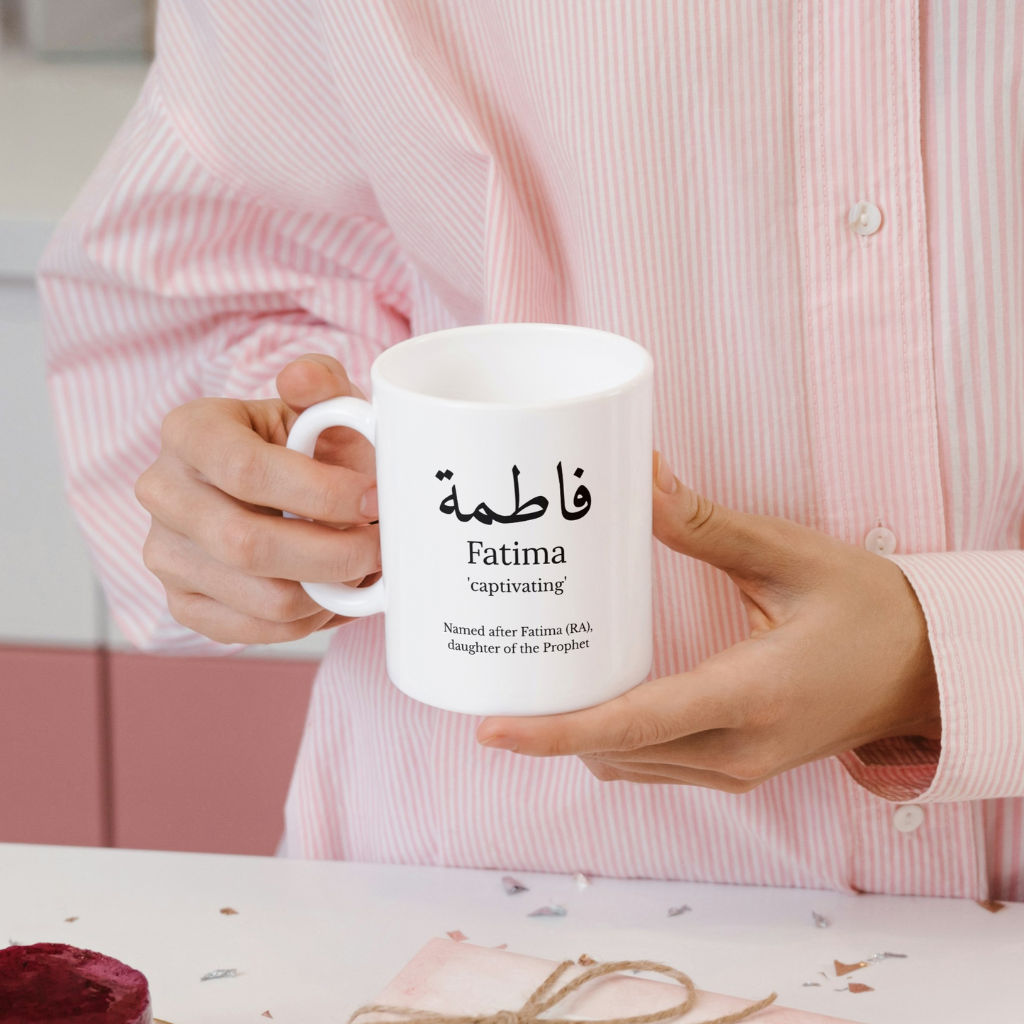 Mok met Arabische naam - gepersonaliseerd met betekenis + historische referentie