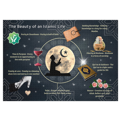 Complete Islamic puzzle set for Muslim kids – 6 educational designs showing prayer, prophets, deen life and values