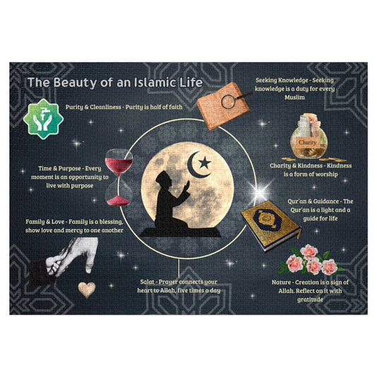 Complete Islamic puzzle set for Muslim kids – 6 educational designs showing prayer, prophets, deen life and values