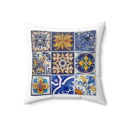 Islamic Mosaic Tile Throw Pillow – Colorful Pattern with White Back