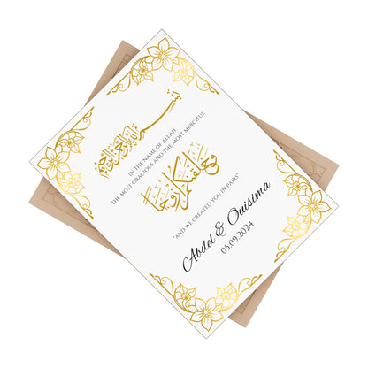 Personalized Gold Nikah Tile with Bismillah & Names – Islamic Wedding Keepsake