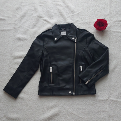 Zwarte leren jas met zilveren ritsen – Sample Piece | N⁰7 Kids