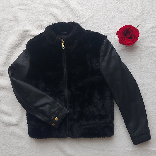 N⁰7 Kids – Faux Fur & Leather Sleeve Jacket (Sample Piece)