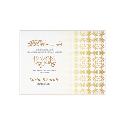 Personalized Nikah Tile – Horizontal Islamic Wedding Plaque with Quran Verse