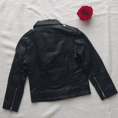 Zwarte jas van echt leer – Samplecollectie | N⁰7 Kids