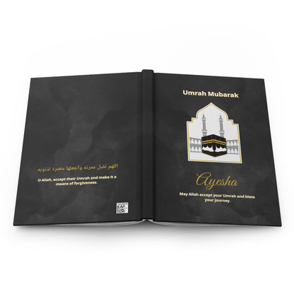 Personalized Umrah Notebook – Matte Hardcover Islamic Journal with Dua & Kaaba Design