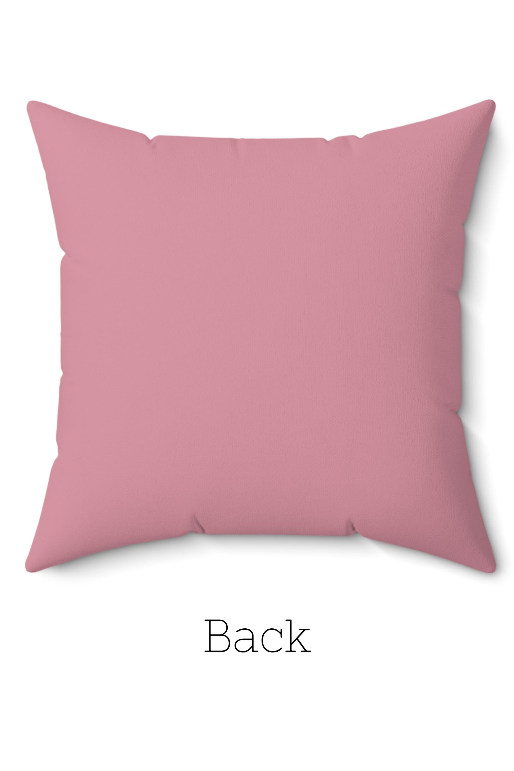 Personalized Arabic name pillow front and back - black with rose taupe calligraphy and pink reverse side