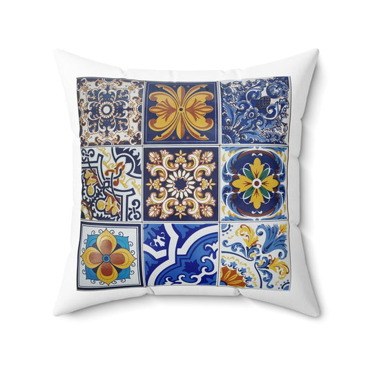 Islamic Mosaic Tile Throw Pillow – Colorful Pattern with White Back
