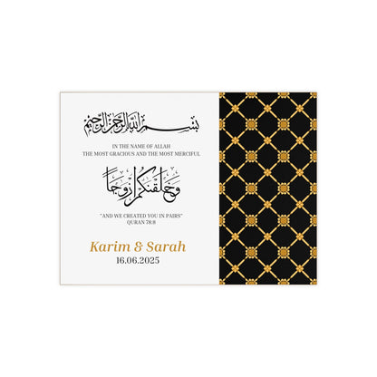 Personalized Islamic Wedding Tile – Black & Gold Nikah Gift