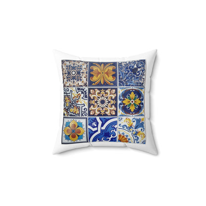 Islamic Mosaic Tile Throw Pillow – Colorful Pattern with White Back