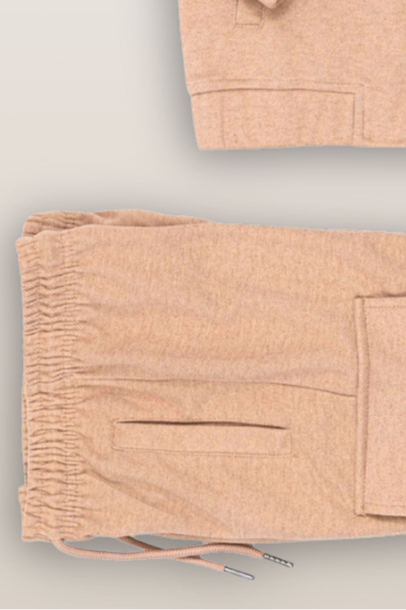 Beige two-piece cargo set for boys - casual-chic pants with matching vest