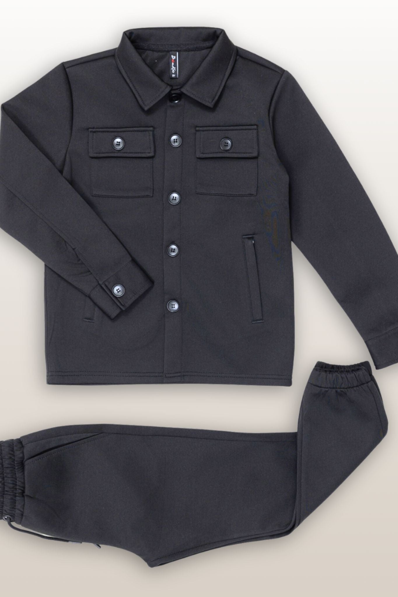 Black boys vest jacket set with pants - two-piece stretch outfit ages 6-14