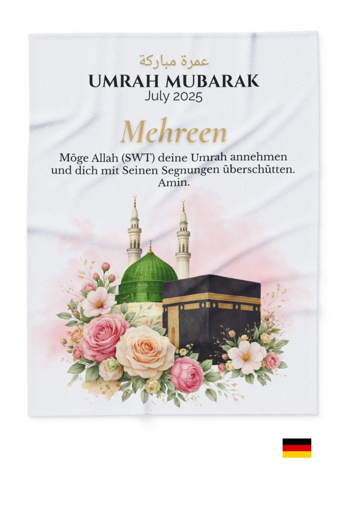 Luxury Umrah Mubarak blanket Muslim gift idea for special occasion