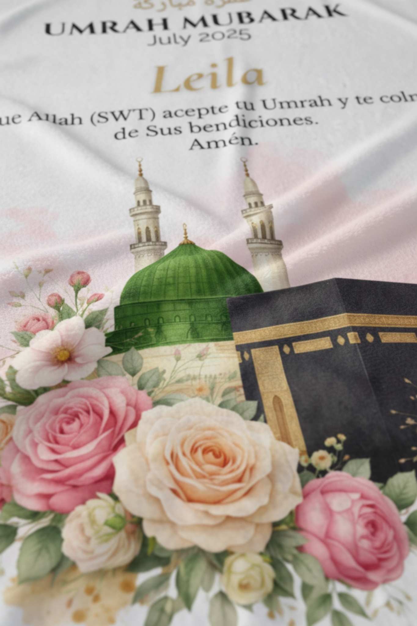 Muslim Umrah Mubarak fleece blanket soft 60x80 Islamic decor