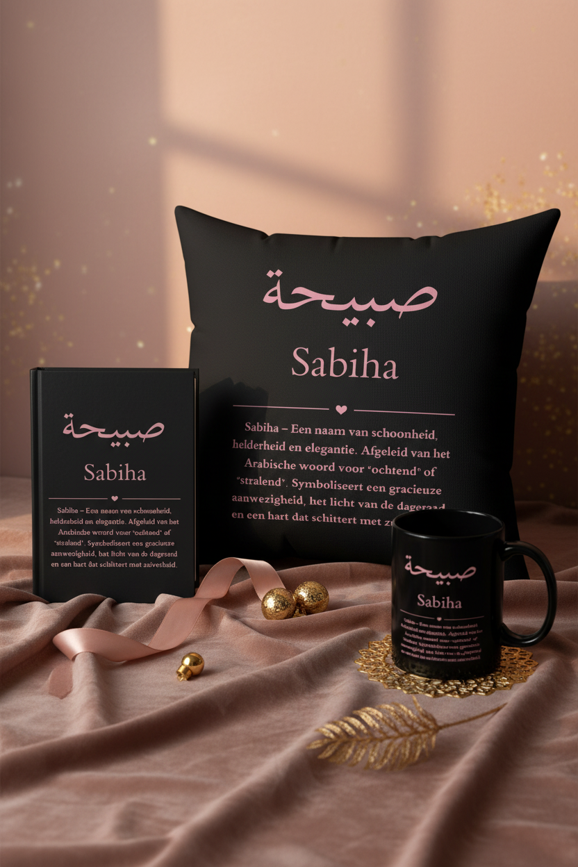 Custom Arabic name pillow in bundle - faux suede cushion with rose taupe calligraphy insert included