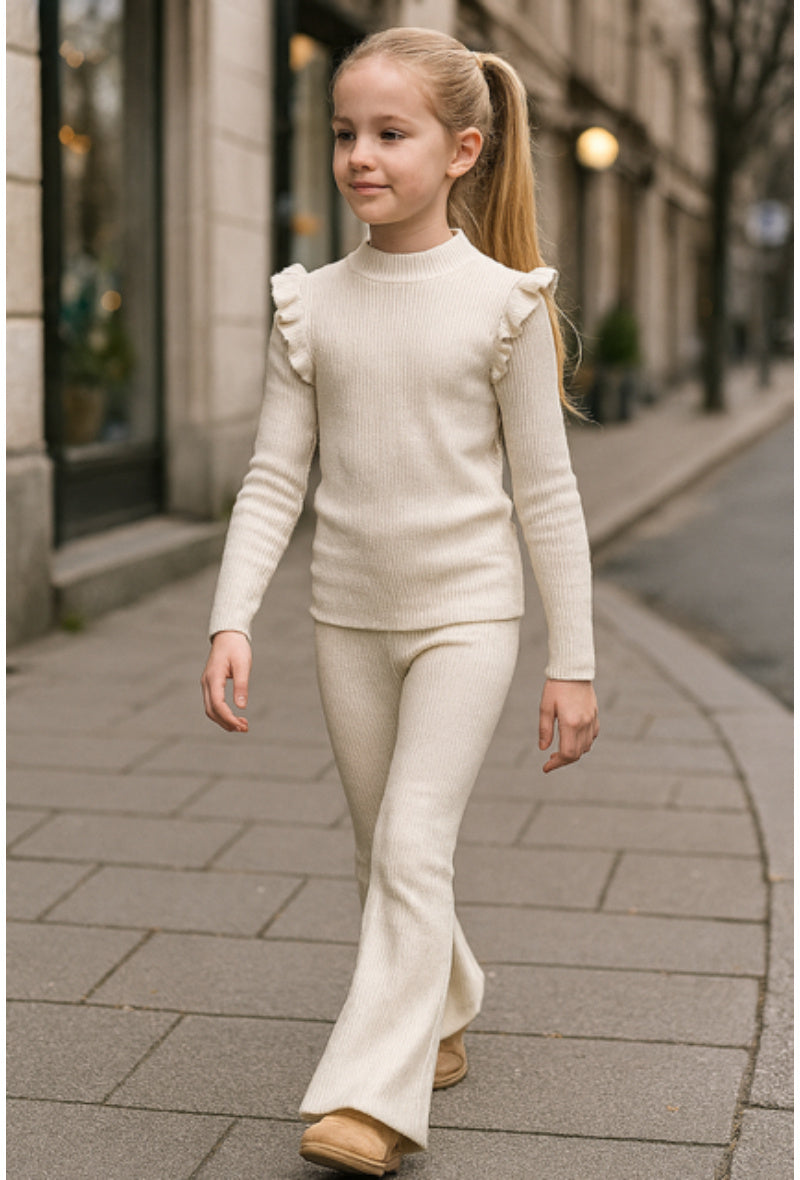 Rib Ruffle Set – Cream