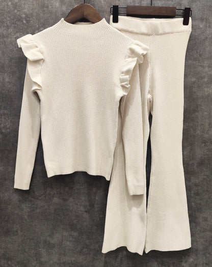 Rib Ruffle Set – Cream