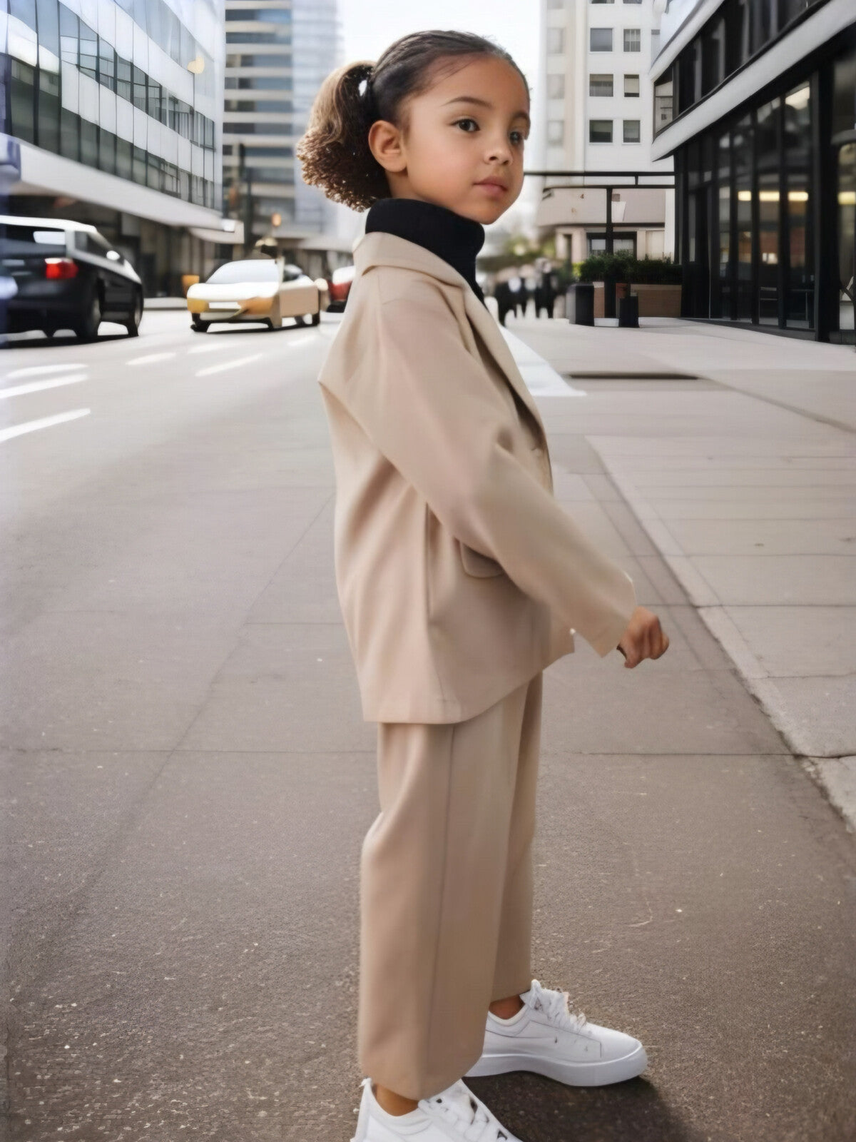 Girls Blazer Set – Beige