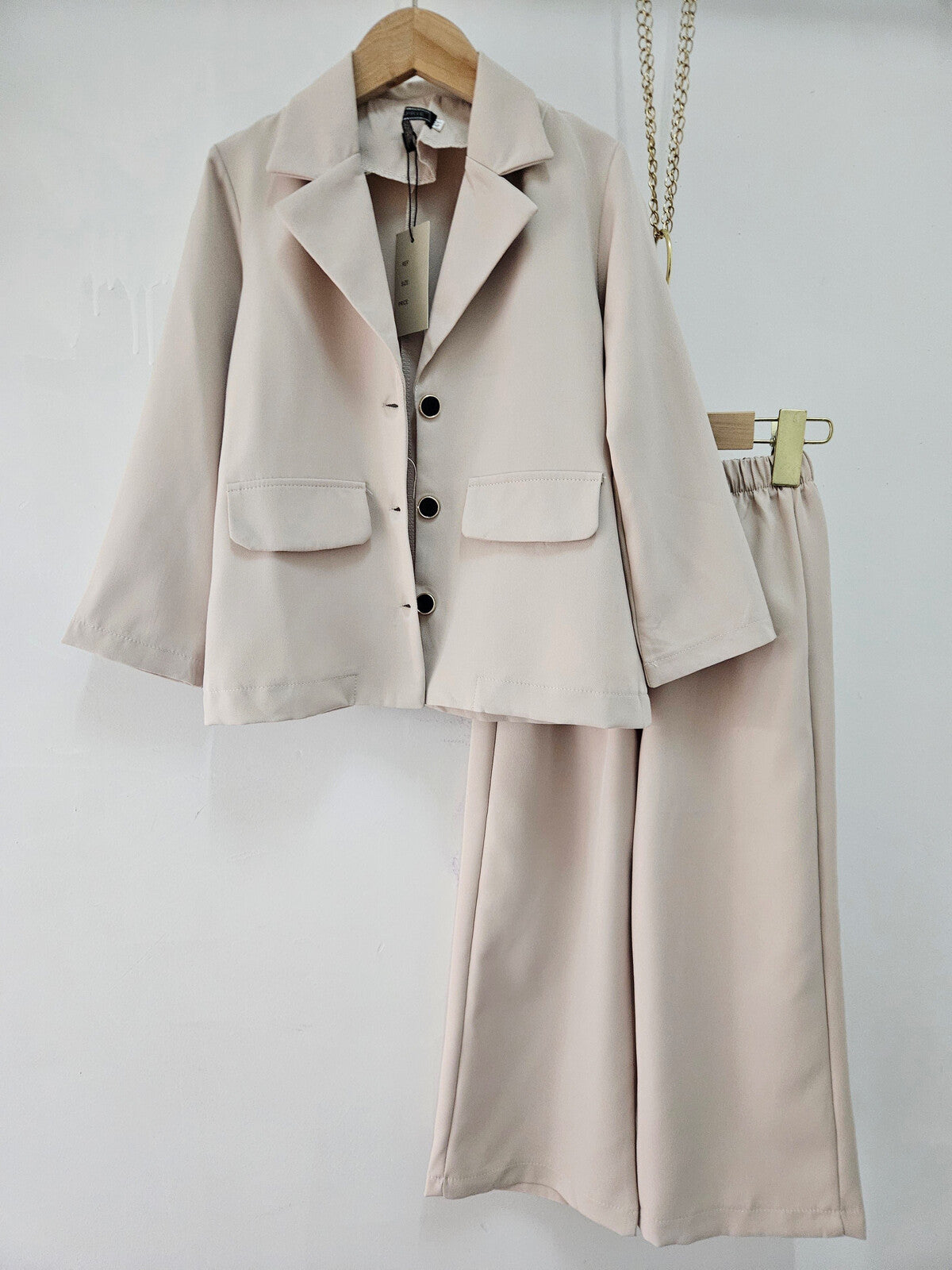 Girls Blazer Set – Beige